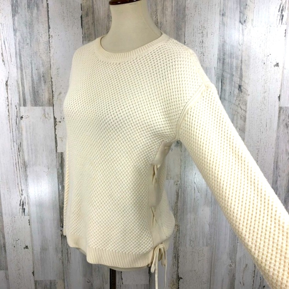 Talbots Women's Waffle Knit Lace Up Side‎ Sweater S